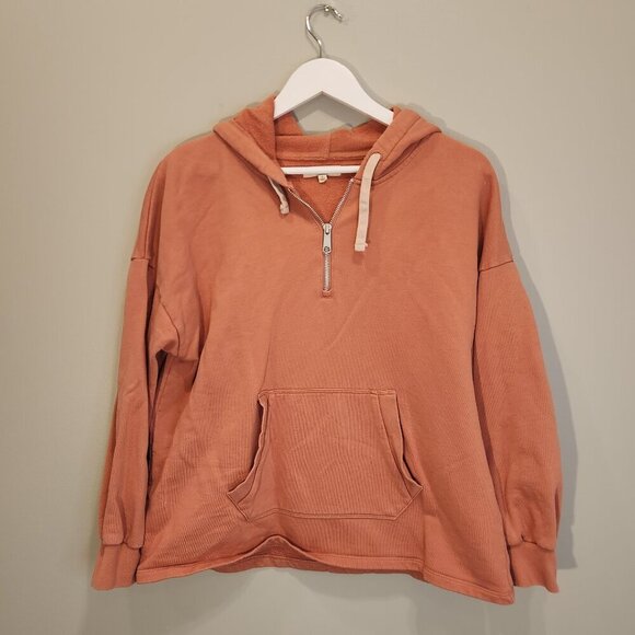Madewell Hooded Sweatshirt Terra Cotta Mauve Pull Over Warm Cozy Fall - Size M - Picture 1 of 8